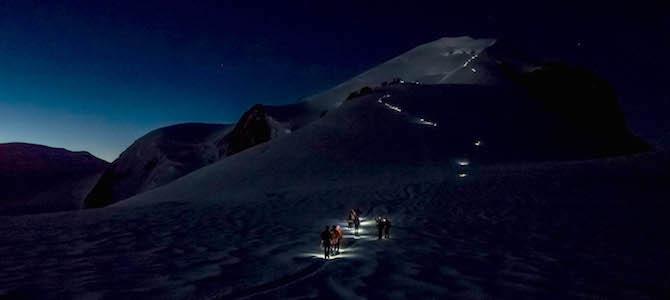 Alpine start for the ascent of Mont Blanc from the Gouter hut